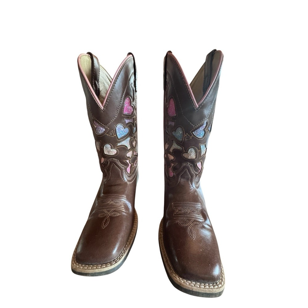 Shyanne Faux Leather Girl's Size 5 Mi Amor Glitter Heart Inlay Western Boots